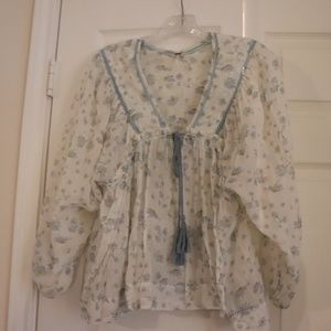 Free People Floral Peasant Blouse